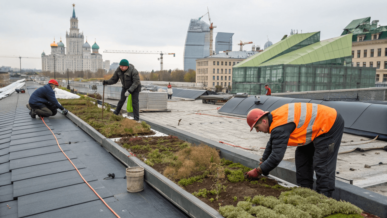 Зеленая кровля в Москве: особенности проектирования и гидроизоляции эксплуатируемой кровли с озеленением
